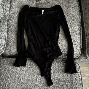 Elegant Black Long Sleeve Bodysuit